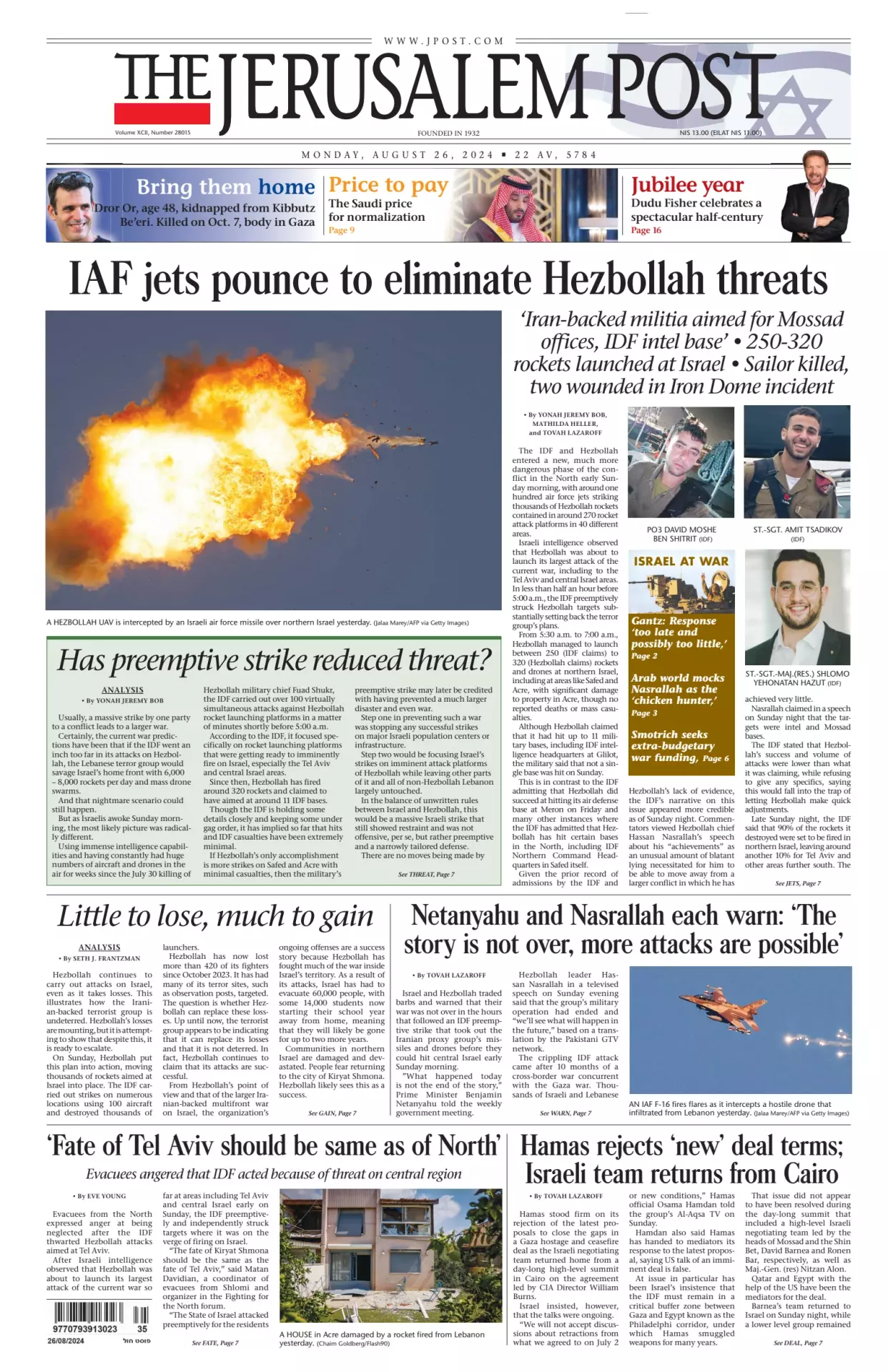 Prima-pagina-the jerusalem post-edizione-di-oggi-26-08-2024